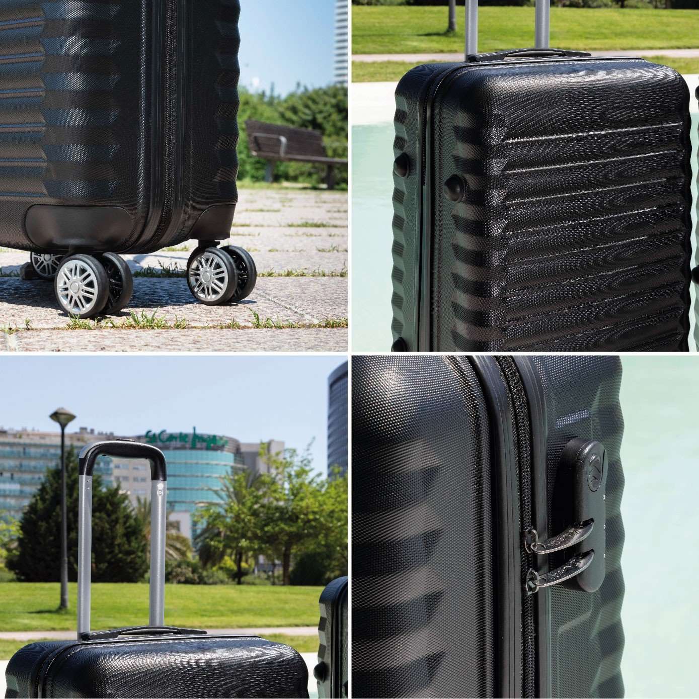 NUMADA-Juego de Maletas 3pzs Maleta Cabina 53cm, Mediana 63cm y Neceser ABS Eco, 4 Ruedas Dobles, Resistentes, Ligeras y Seguras