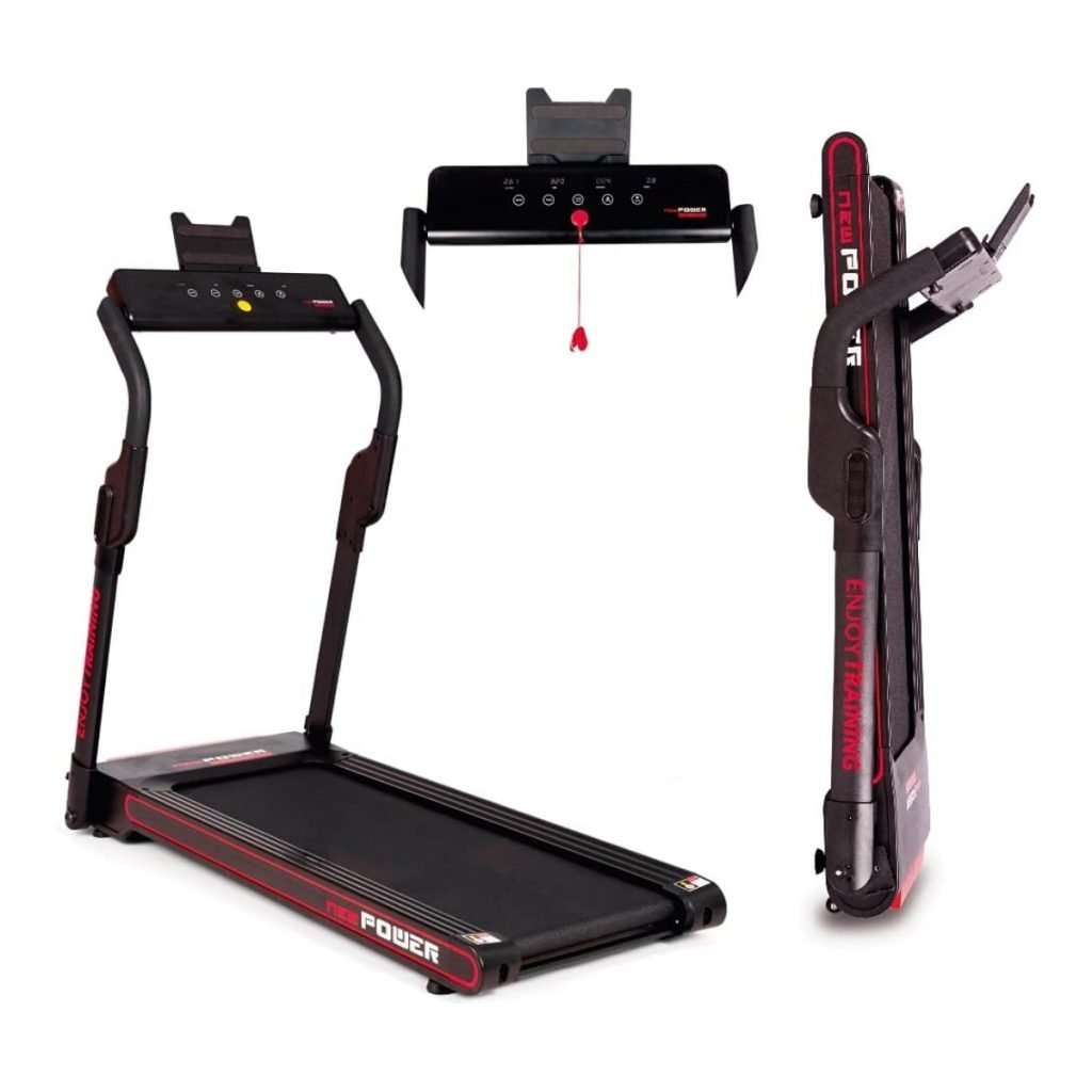 NEWPOWER - Cinta de Correr Eléctrica Plegable FeelTech (1000W) Hasta 12km/h con Soporte para Tablet y Bluetooth. Sin Montaje