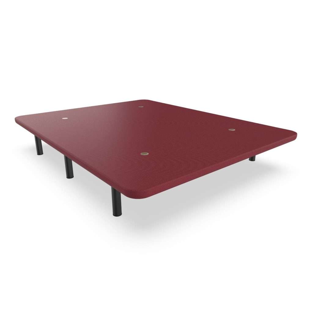 NALUI - Base Tapizada de Acero con patas de Altura 25cm y 5 Barras Transversales, Tejido 3D | Fabricado en España | Granate