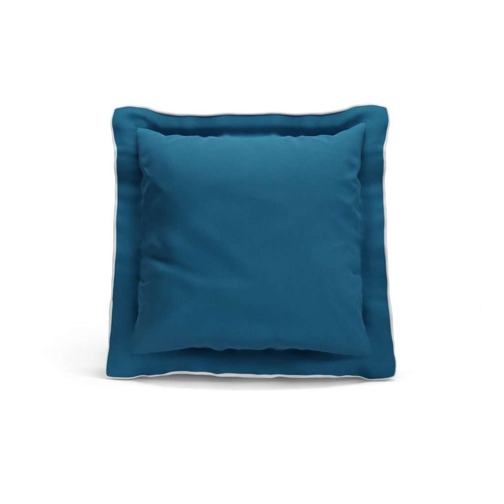 Nalui – Funda de Cojín 50x50 Algodón 100% 180 Hilos Azul con Ribete Blanco Suave, Fresca, Transpirable, Lavable a 30ºC