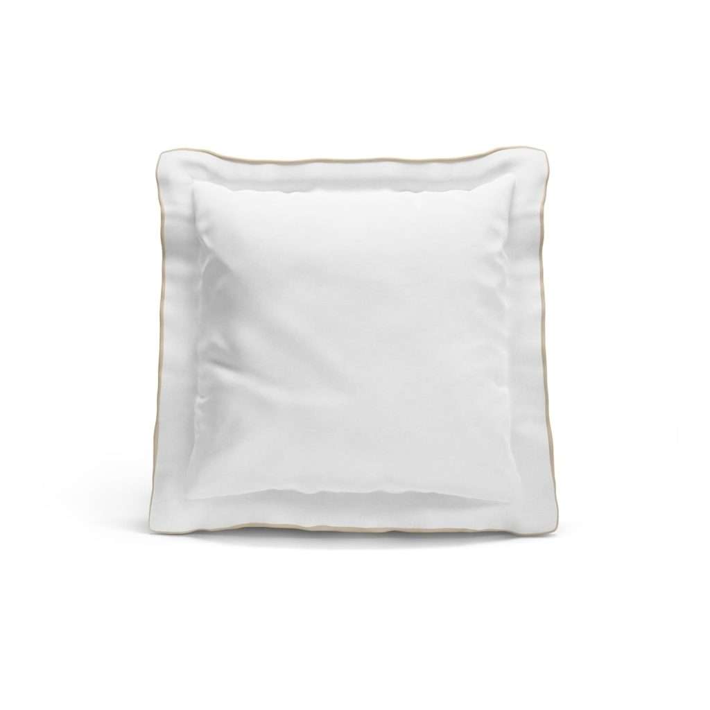 Nalui – Funda de Cojín 50x50 Algodón 100% 180 Hilos Blanca con Ribete Blanco Suave, Fresca, Transpirable, Lavable a 30ºC