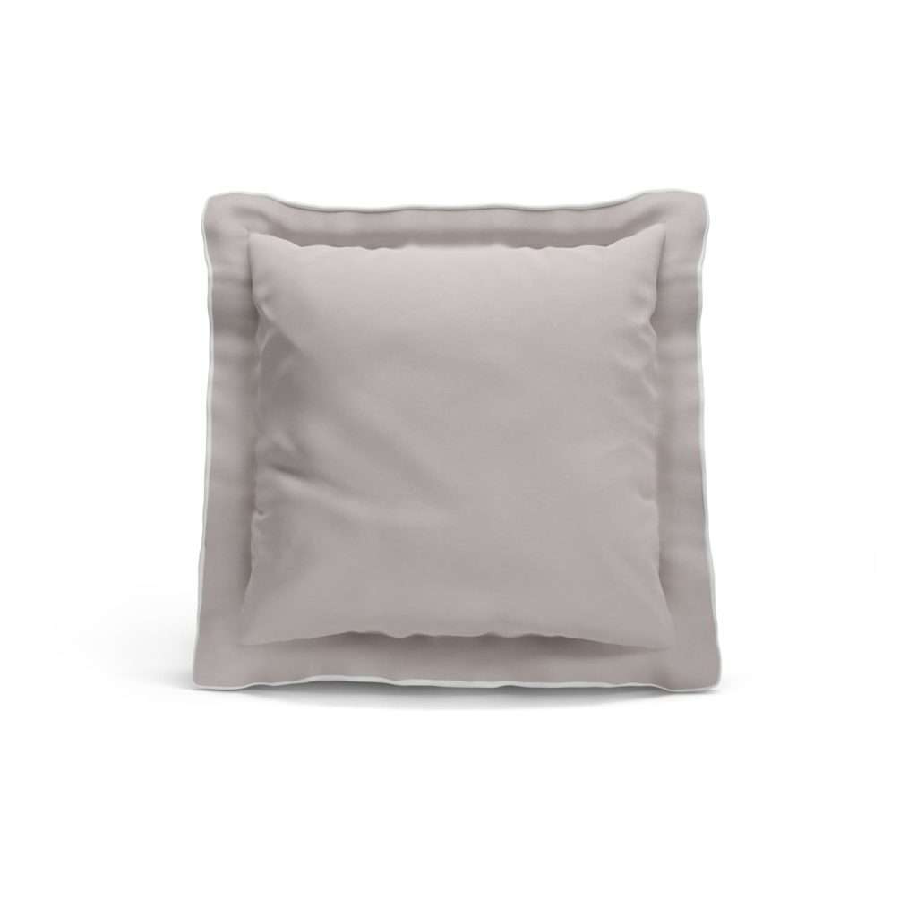 Nalui – Funda de Cojín 50x50 Algodón 100% 180 Hilos Gris con Ribete Blanco Suave, Fresca, Transpirable, Lavable a 30ºC