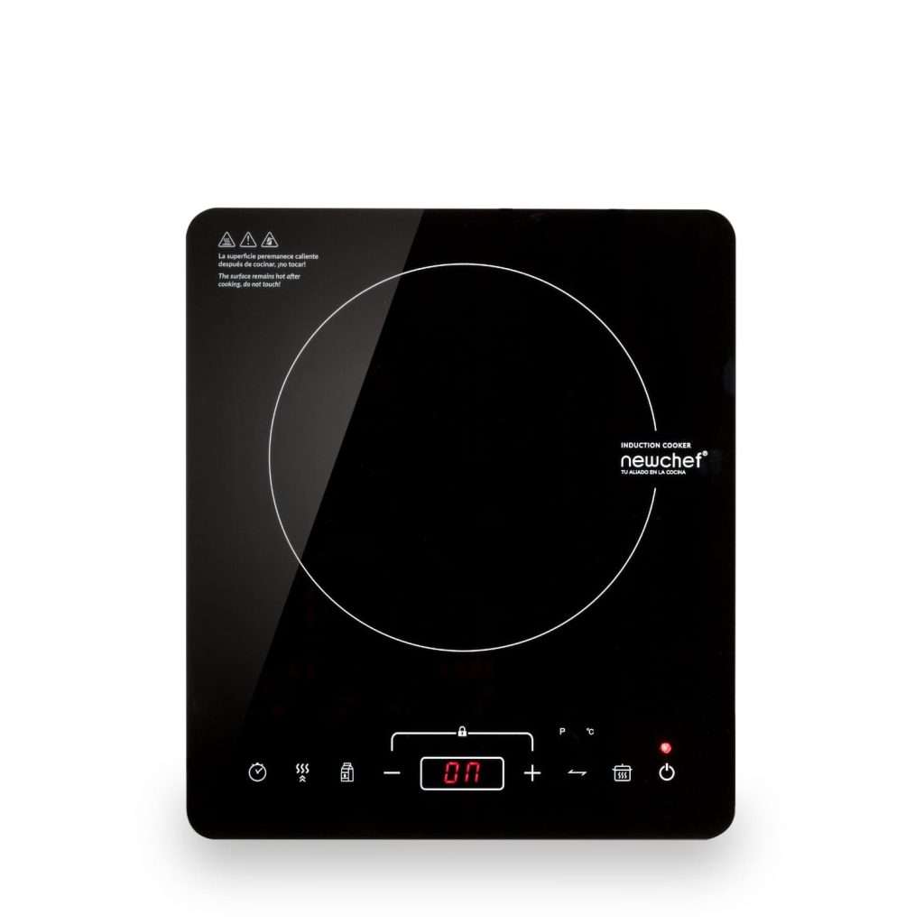 NEWLUX Placa Inducción Portátil Go2000, 10 Potencias, 3 Prog.Preconfigurados, LED, Temp. 60-240ºC, Temporizador 3h, 2000W