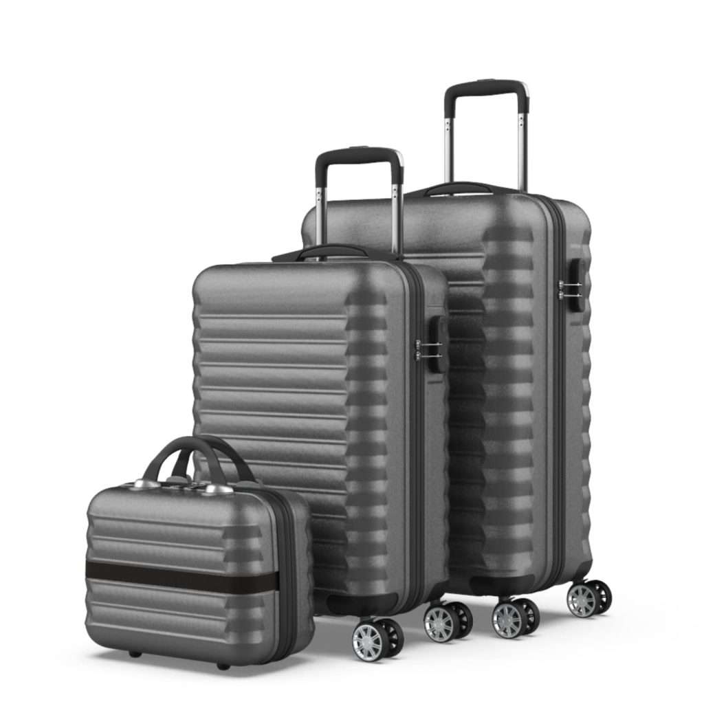 NUMADA-Juego de Maletas 3pzs Maleta Cabina 53cm, Mediana 63cm y Neceser ABS Eco, 4 Ruedas Dobles, Resistentes, Ligeras y Seguras