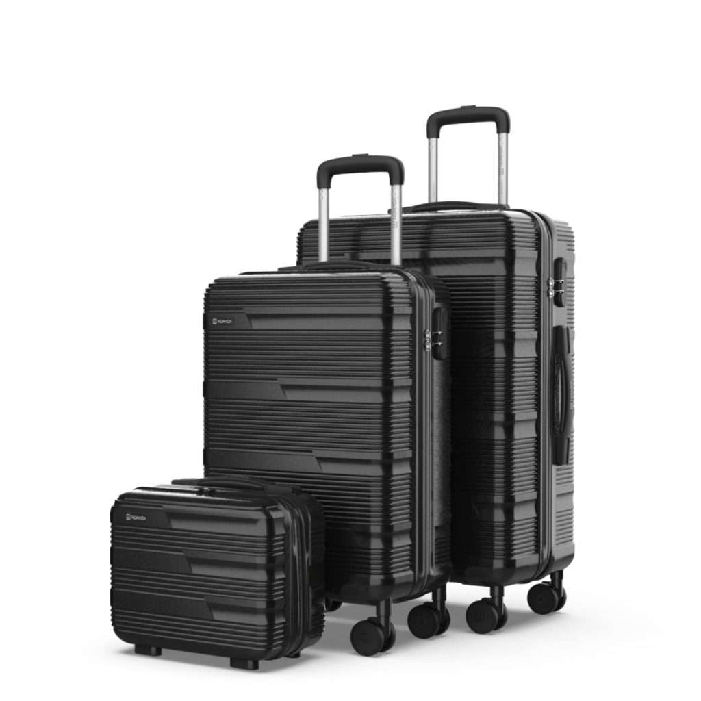 NUMADA - Juego de Maletas de Viaje 3 pzs Upfly T10 ABS. Maleta Cabina 55x40x20, Maleta Mediana 60L y Neceser