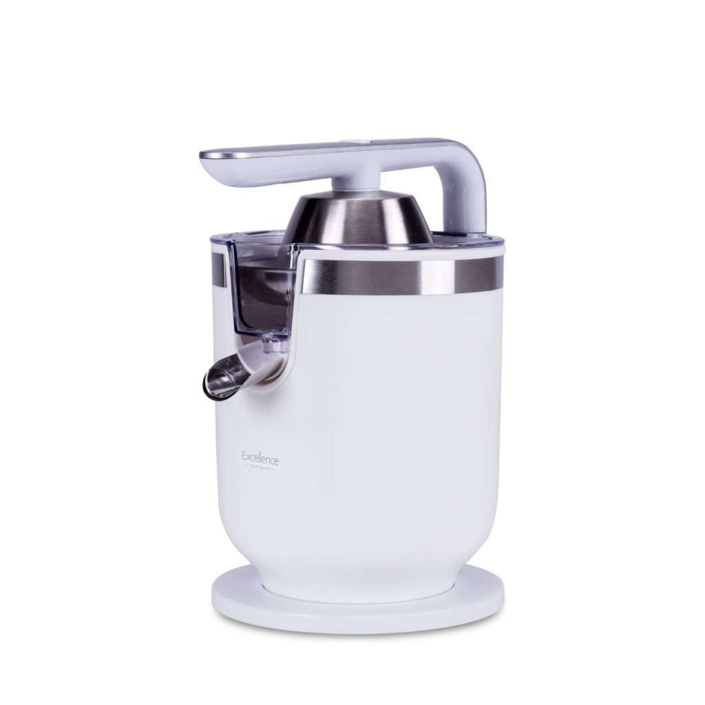 NEW CHEF-Exprimidor Eléctrico Zumo de Palanca Juicer Excellence Blanco(300W),2 Tamaños Cono,con Función Antigoteo