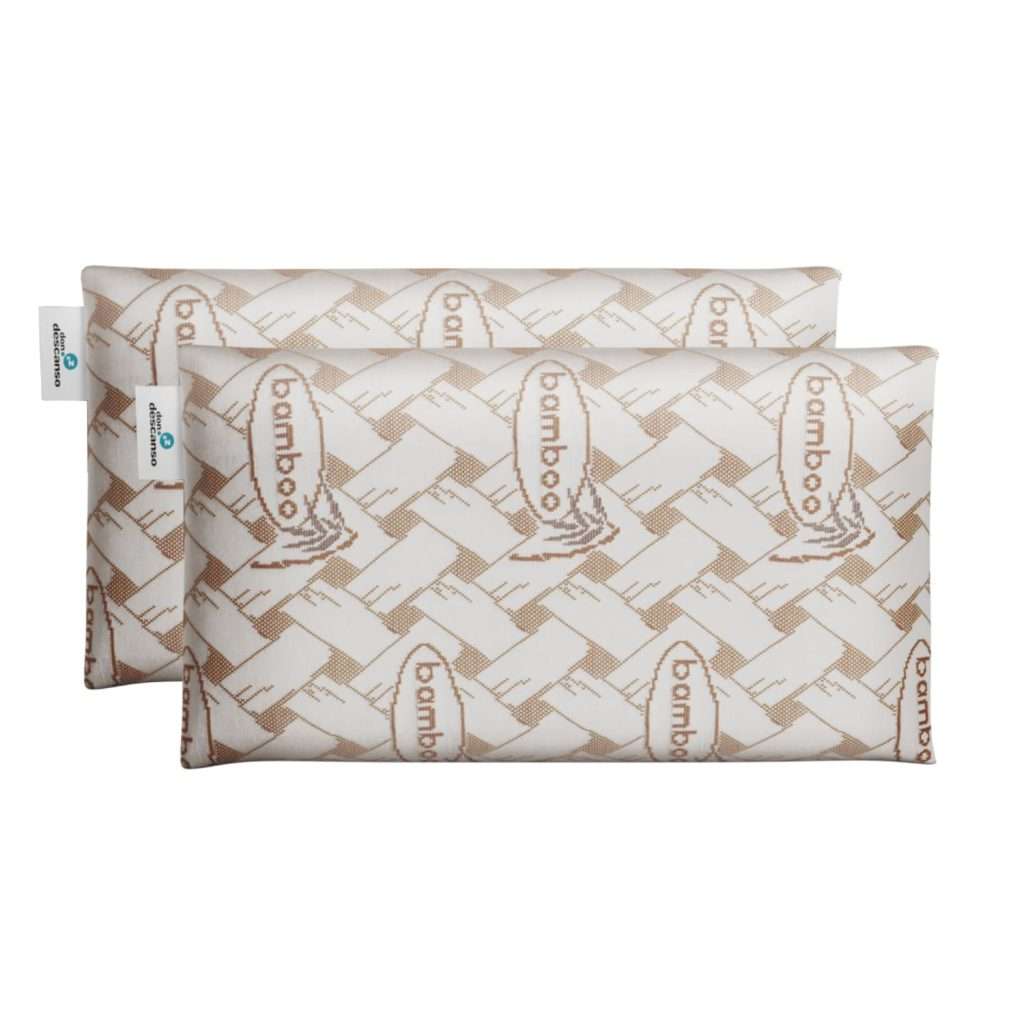 Nalui-Pack 2 Almohadas de Viaje Viscoelásticas Bambú(42 x 24cm)Ideal para Coche y Avión, Apoyo de Cabeza y Cuello