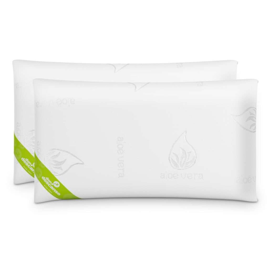 Nalui Pack 2 Almohadas 70x38 cm. Copos Viscoelástica Aloe Vera, Firmeza Media, Ergonómica, Adaptable, Tejido Strech