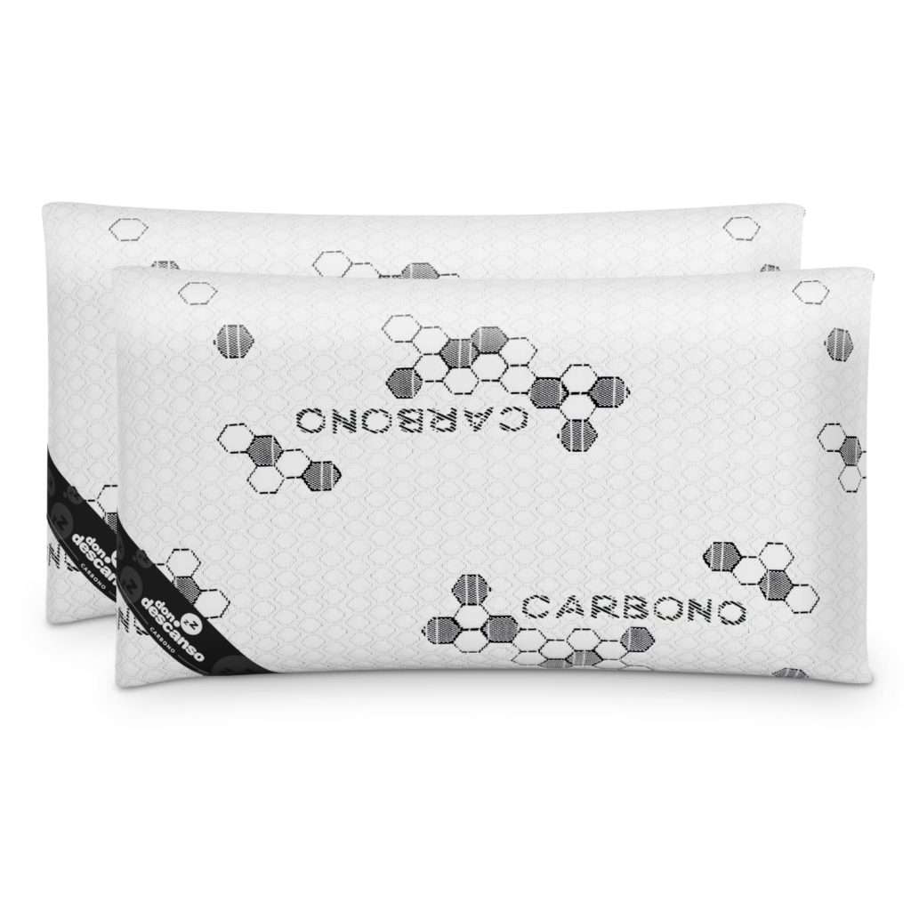 Nalui Pack 2 Almohadas 70x38cm. Carbono Activo con Copos Viscoelastica, Firmeza Media, Ergonómica, Transpirable