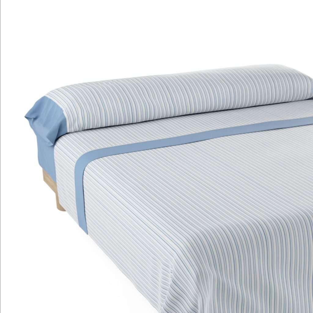 Nalui–Juego de Sábanas y Fundas de Almohada Vega,(Disponible Varios tamaños) Estampado rayas Azul