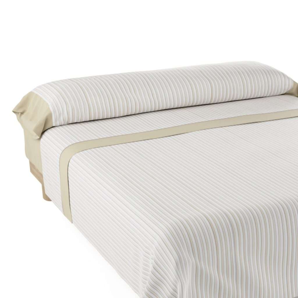 Nalui–Juego de Sábanas y Fundas de Almohada Vega,(Disponible Varios tamaños) Estampado rayas Beige