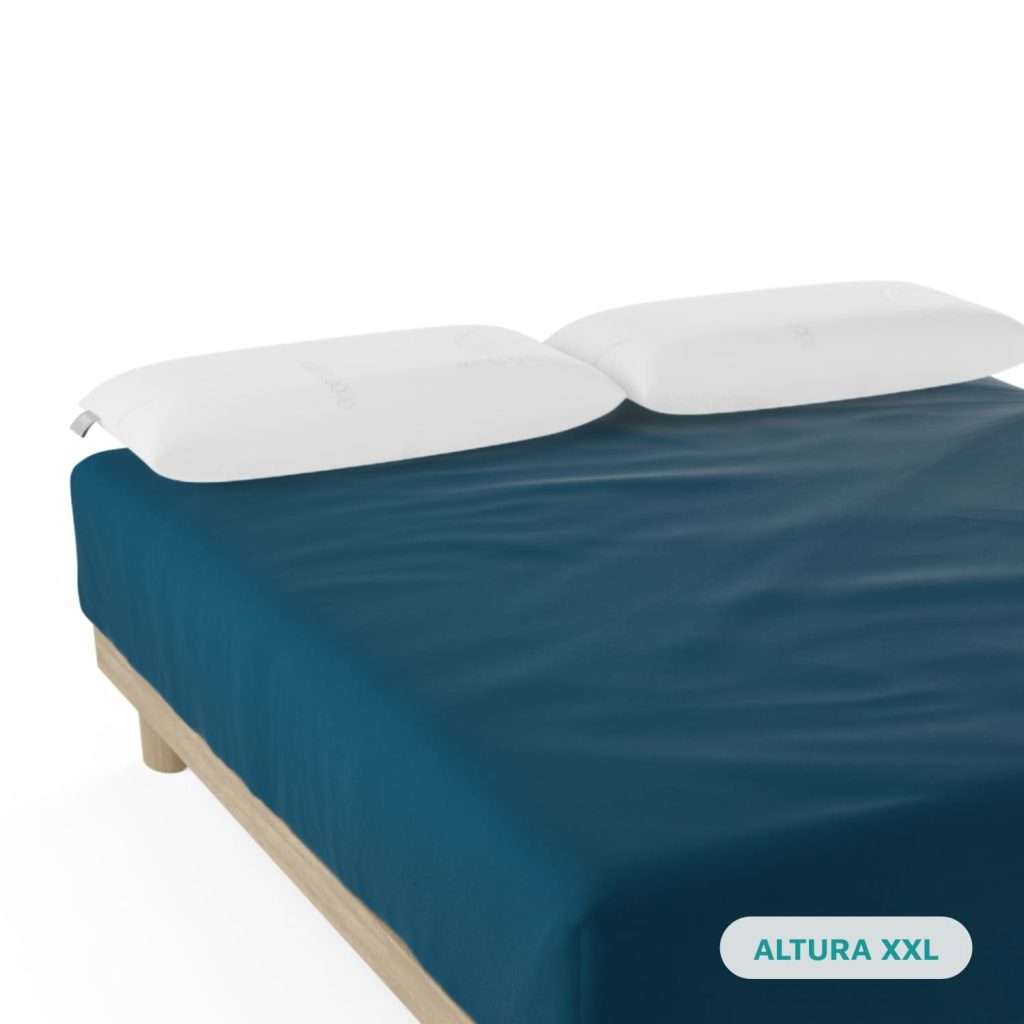 Nalui–Sábana Bajera Ajustable Algodón 100% 180 Hilos (Camas max 34cm) Azul (Varios Tamaños)