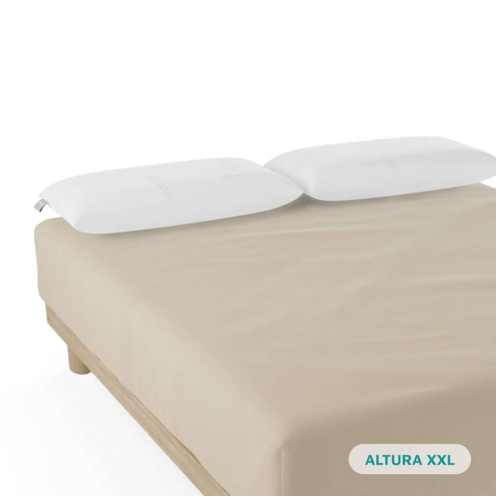 Nalui–Sábana Bajera Ajustable Algodón 100% 180 Hilos (Camas max 34cm) Beige (Varios Tamaños)