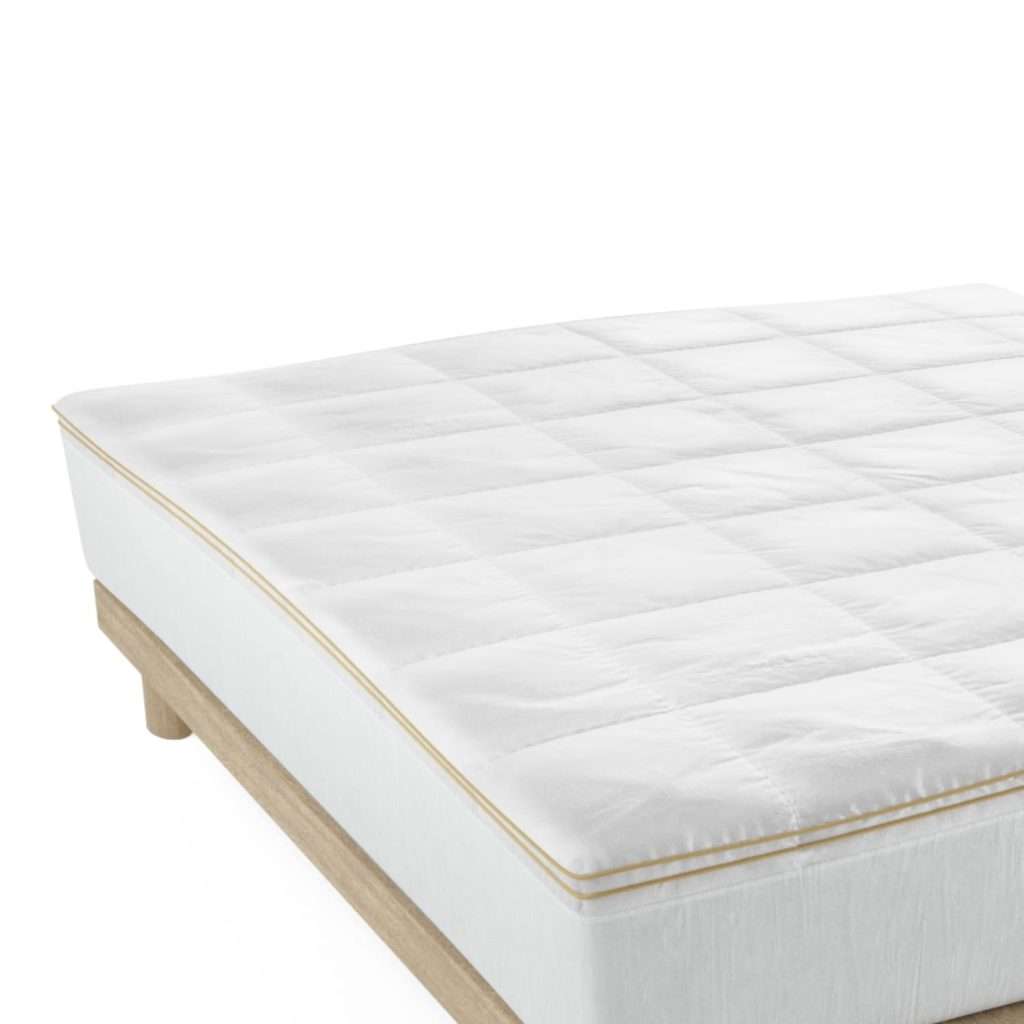 Nalui-Topper Colchón Vivo Oro 100% Algodón con 600gr Fibra Hueca Siliconada, Lavable 30º y Ajustable con Faldón Elástico
