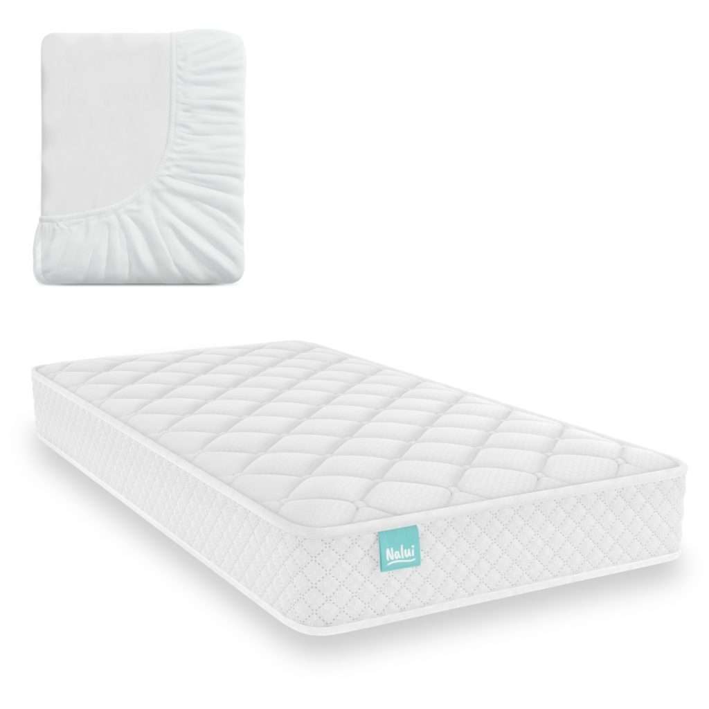 Nalui - Colchón Cuna Baby One Blanco + Protector Tencel