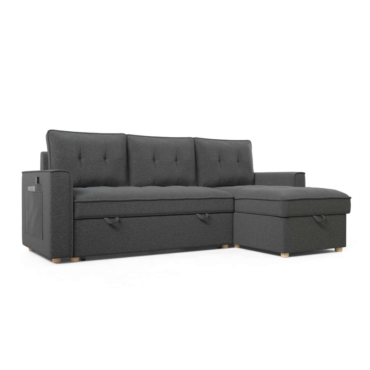 sofá cama 3 plazas chaiselongue Haven Gris oscuro
