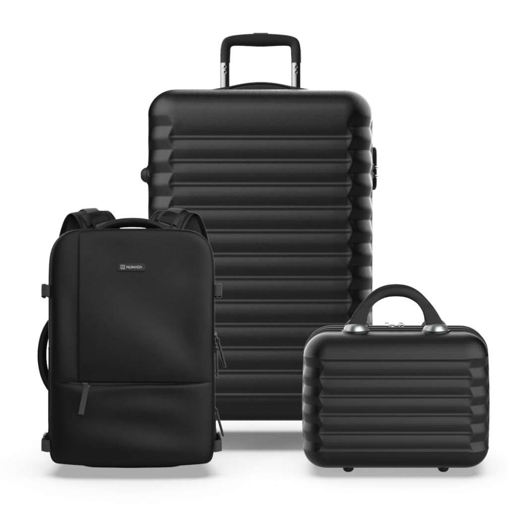 NUMADA-Juego de Maletas 3pzs. (Maleta Mediana 63, Mochila Cabina y Neceser 11L) Negro