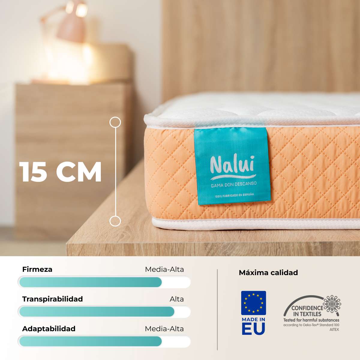 Colchón Viscoelástico Nalui One 15 Melocotón - Imagen 7
