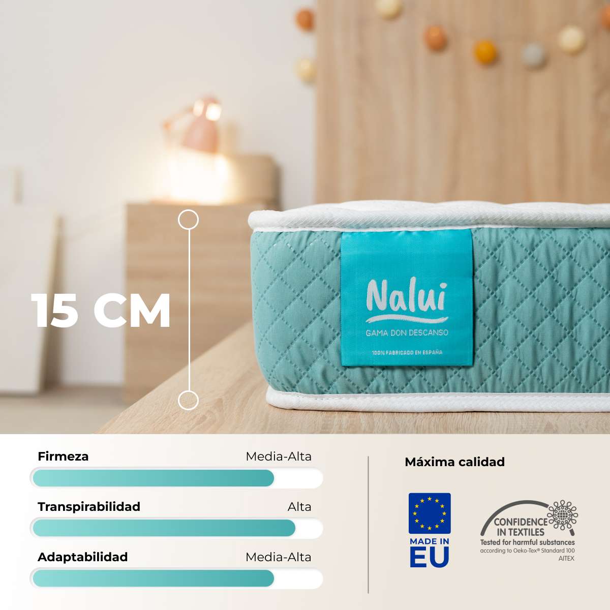 Colchón Viscoelástico Nalui One 15 Aguamarina - Imagen 7